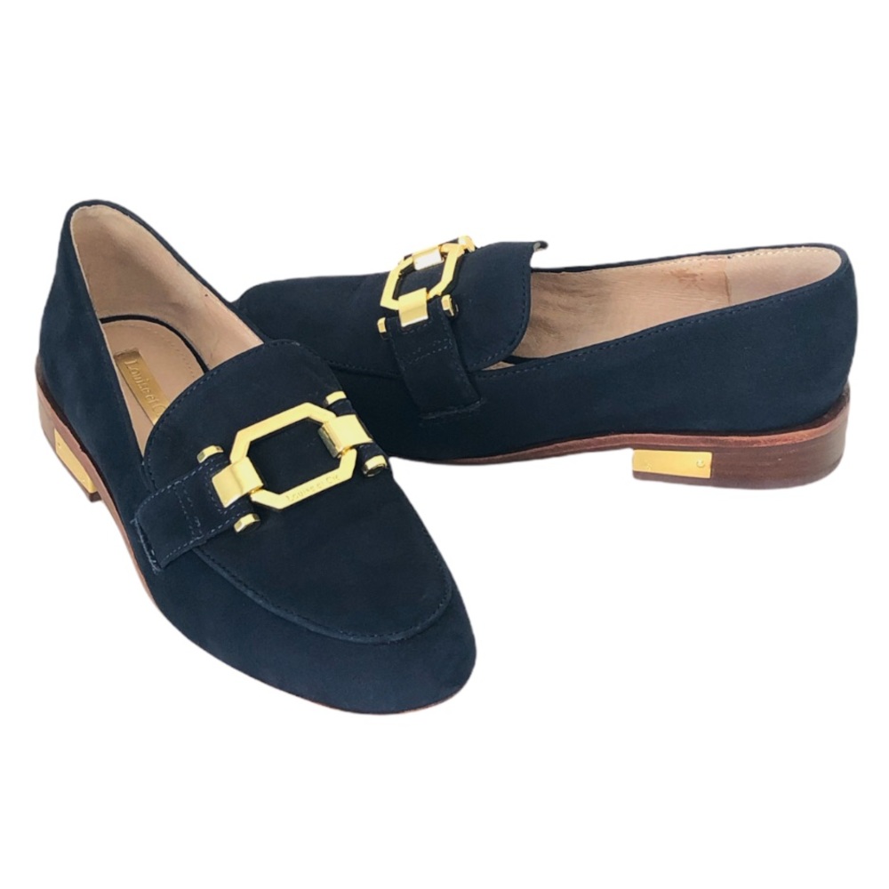 Louise et Cie Boise Gold Buckle Loafers Navy 6.5